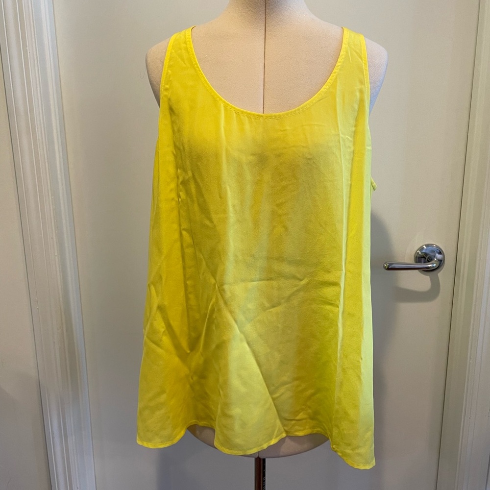 Pink Tartan Yellow Silk Tank Top Size XL